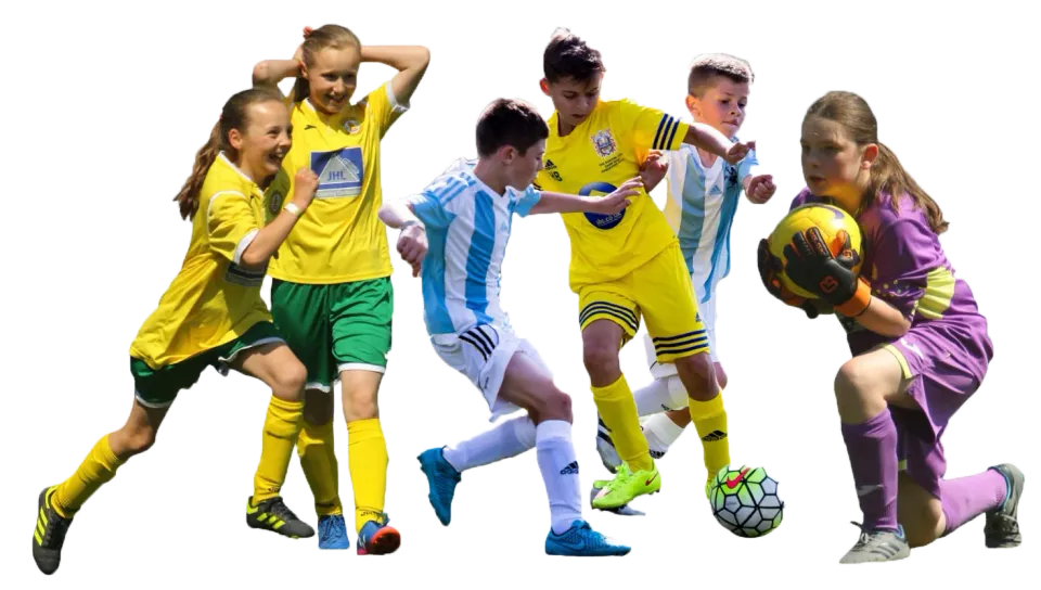 Young footballers together at a Precision Pass stadium tournament