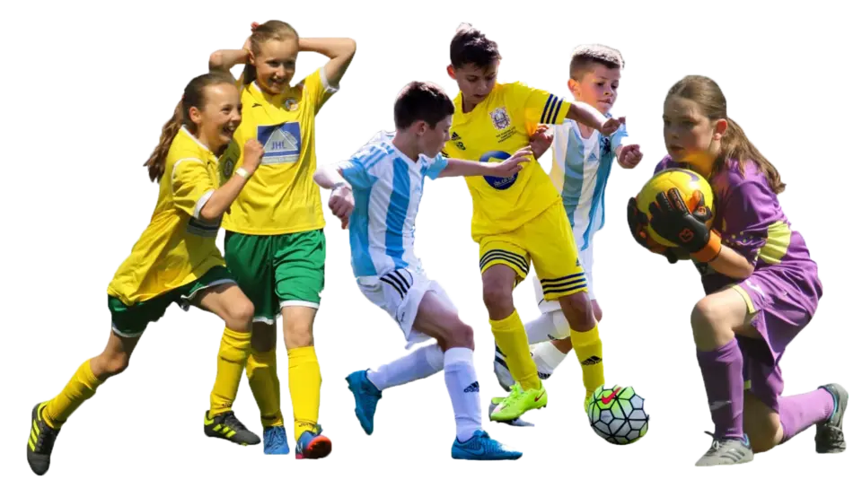 Young footballers together at a Precision Pass stadium tournament